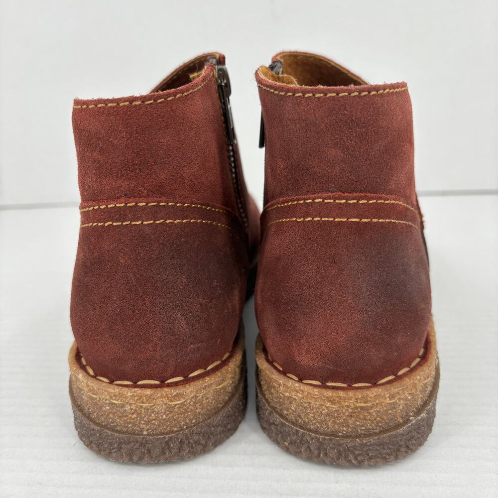 Born Tora Ankle Boots Womens Size 8.5 Red Oxblood Distressed Suede Side Zip - Picture 8 of 10